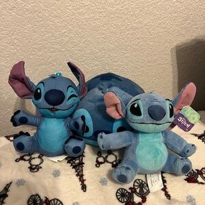 Disney Stitch Plush Lot Of 3 Tsum Tsum TY Beanie Baby Keychain